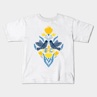 Stop the war, Peace to the world! blue yellow Kids T-Shirt